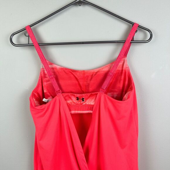 Under Armour Essential Banded Tank Top Open Back Coral Pink Active Wear Shirt XS - Picture 5 of 12